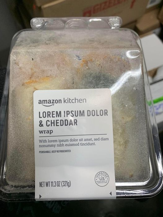 A sandwich at Whole Foods marked Lorem Ipsum Dolor & Cheddar
